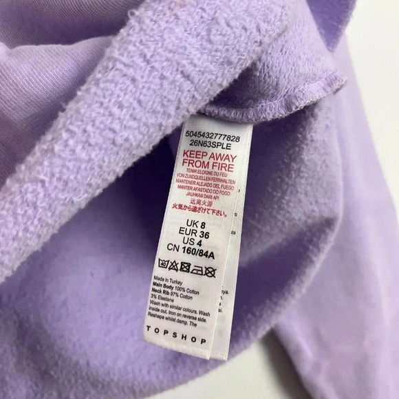 Topshop Womens Size 4 Cropped Crewneck Long Sleeve Sweater Purple Hot Pepper Gra - Picture 4 of 4